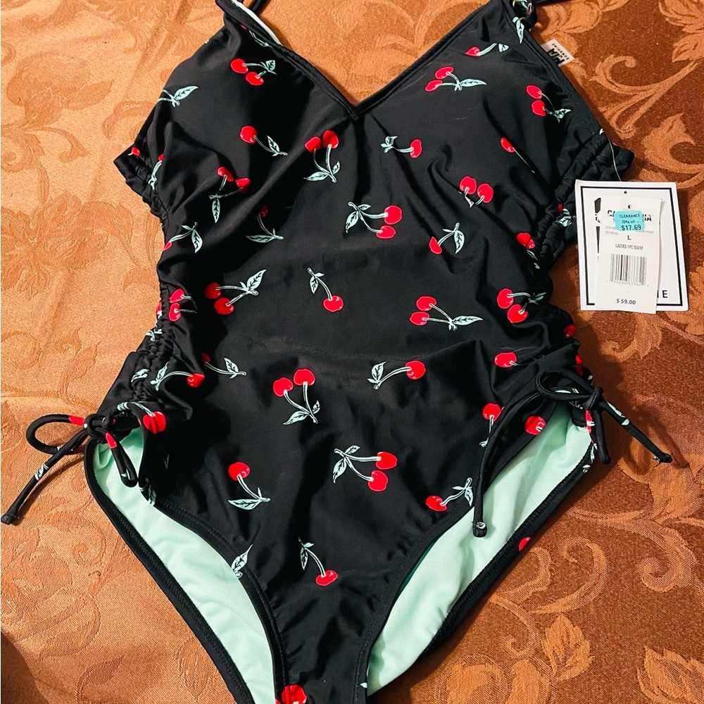 One piece cherry pattern bathing suit
